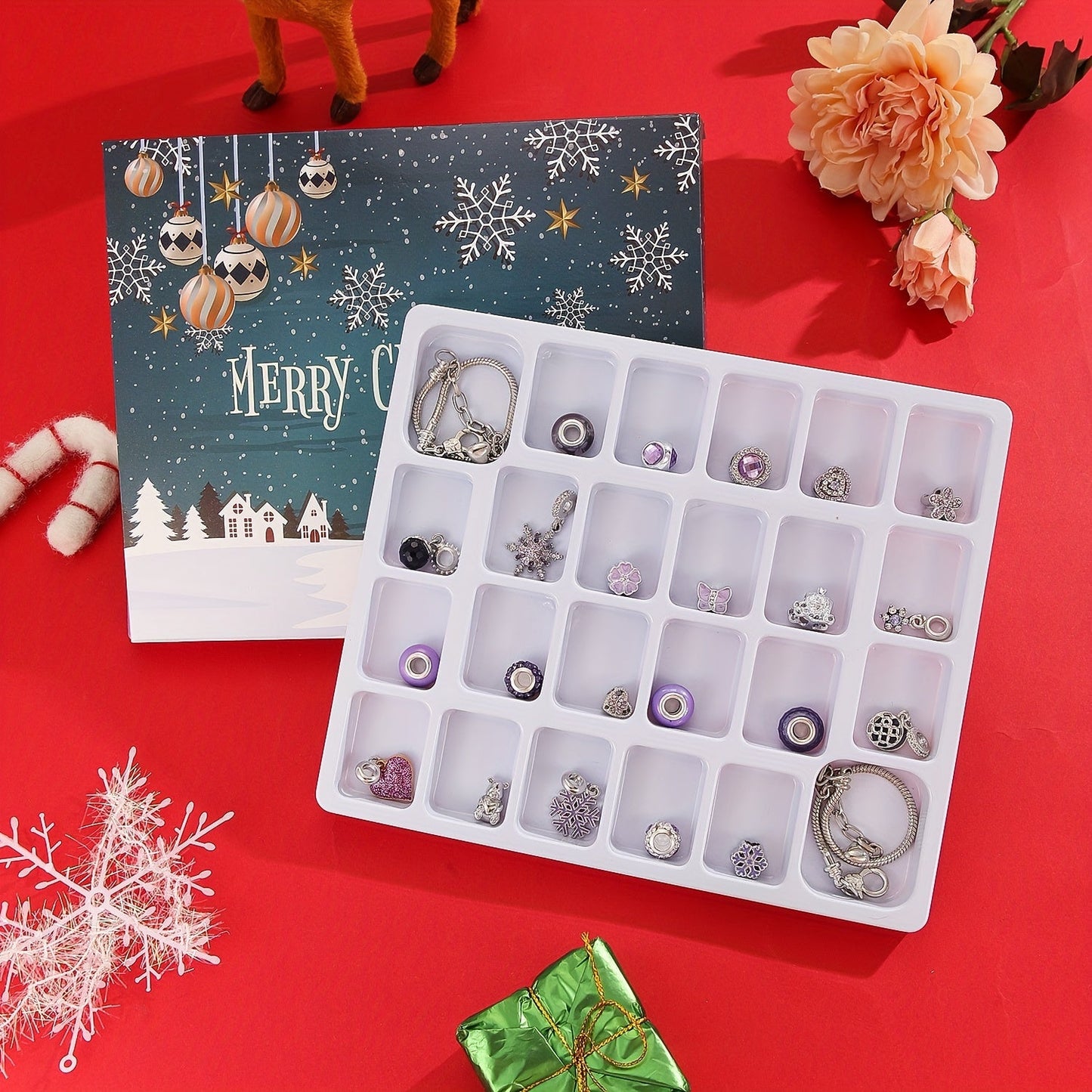 Damen 24 Tage Lavendel Schmuck Set - DIY Armband & Perlen Adventskalender
