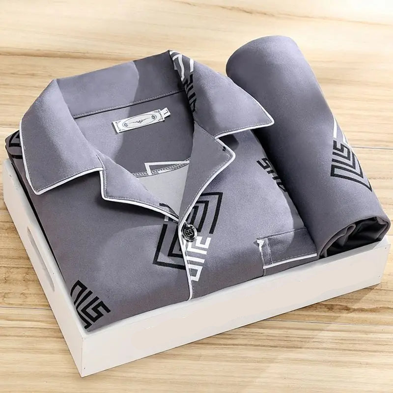 Herren Bedruckter Pyjama Set - Lockere Passform Loungewear