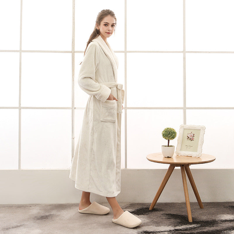 Unisex Strukturierter Morgenmantel - Schalkragen Robe