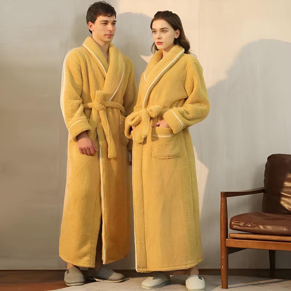Unisex Langer Morgenmantel - Flauschiger mit Gürtel