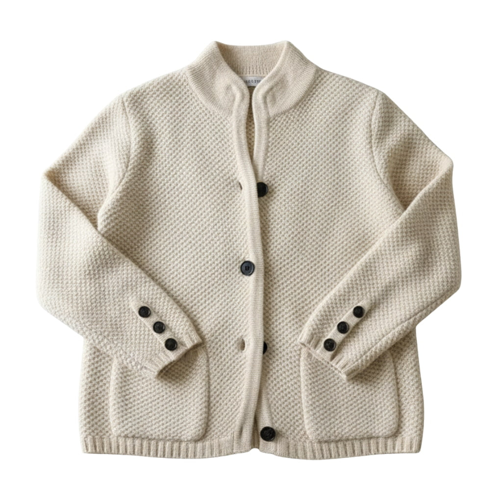 Damen-Strickcardigan – Stehkragen mit Knopfverschluss