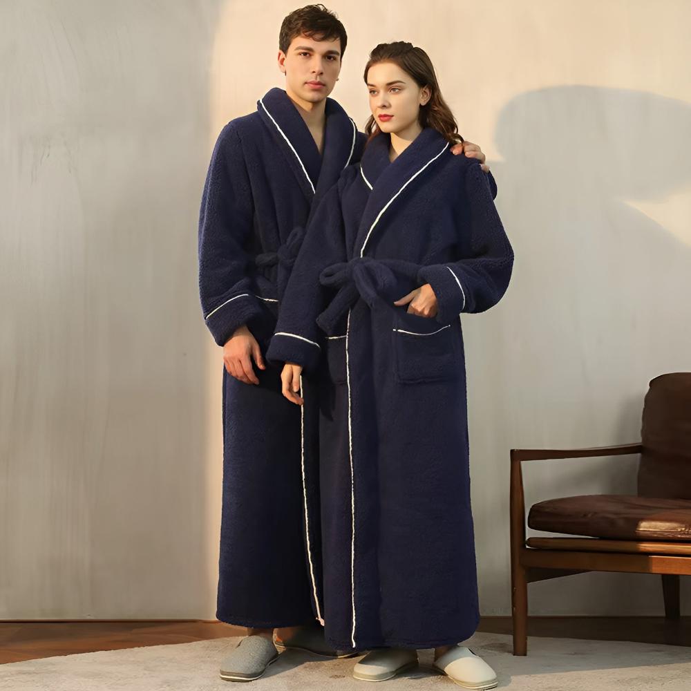 Unisex Langer Morgenmantel - Flauschiger mit Gürtel