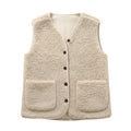 Damen Teddy-Gilet - Weiche Strukturierte Weste mit Knopfleiste