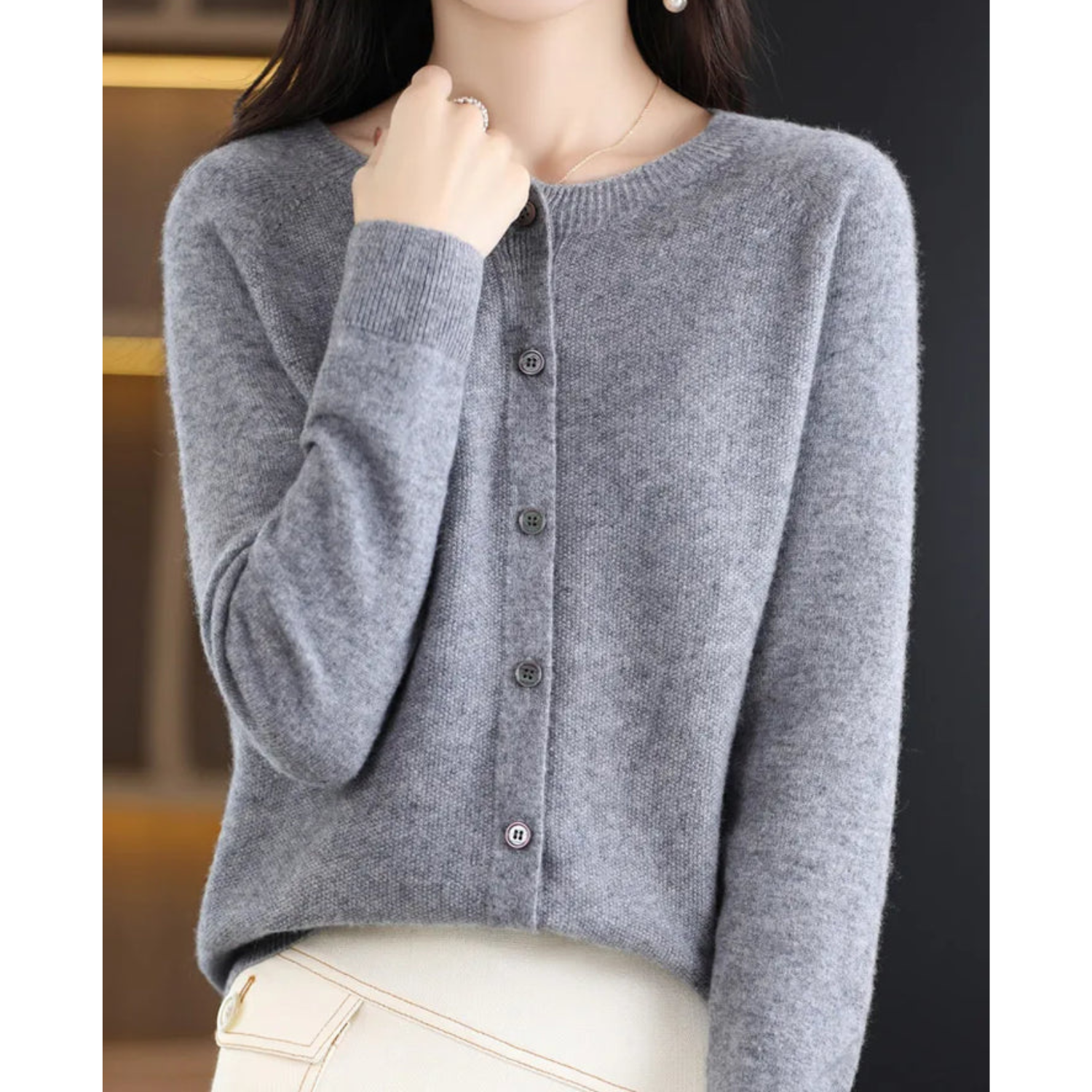 Damen Strickjacke - Knopfleiste & Lockere Passform