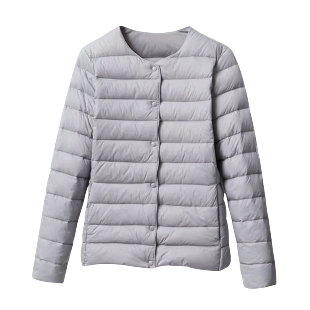 Damen Leichte Steppjacke - Rundhalsausschnitt mit Knopfleiste