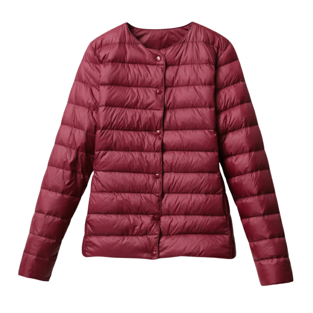 Damen Leichte Steppjacke - Rundhalsausschnitt mit Knopfleiste