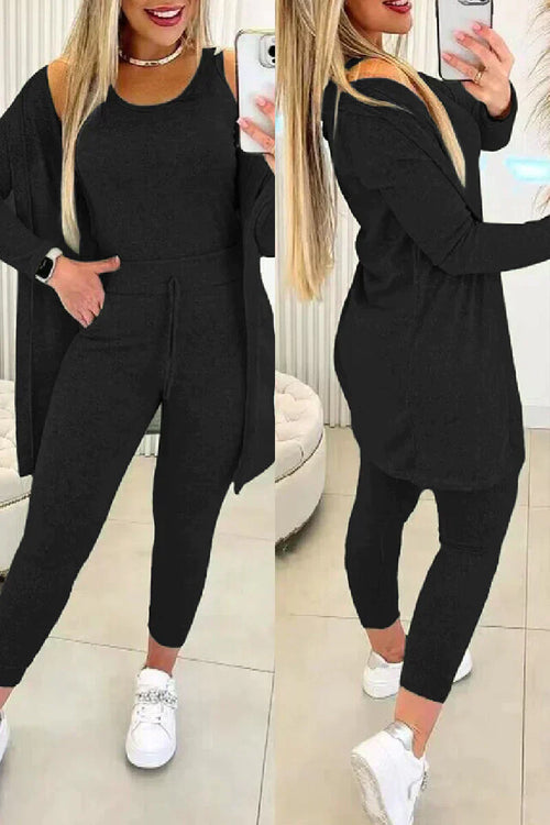 Damen Dreiteiliges Set - Cardigan, Tanktop & Leggings