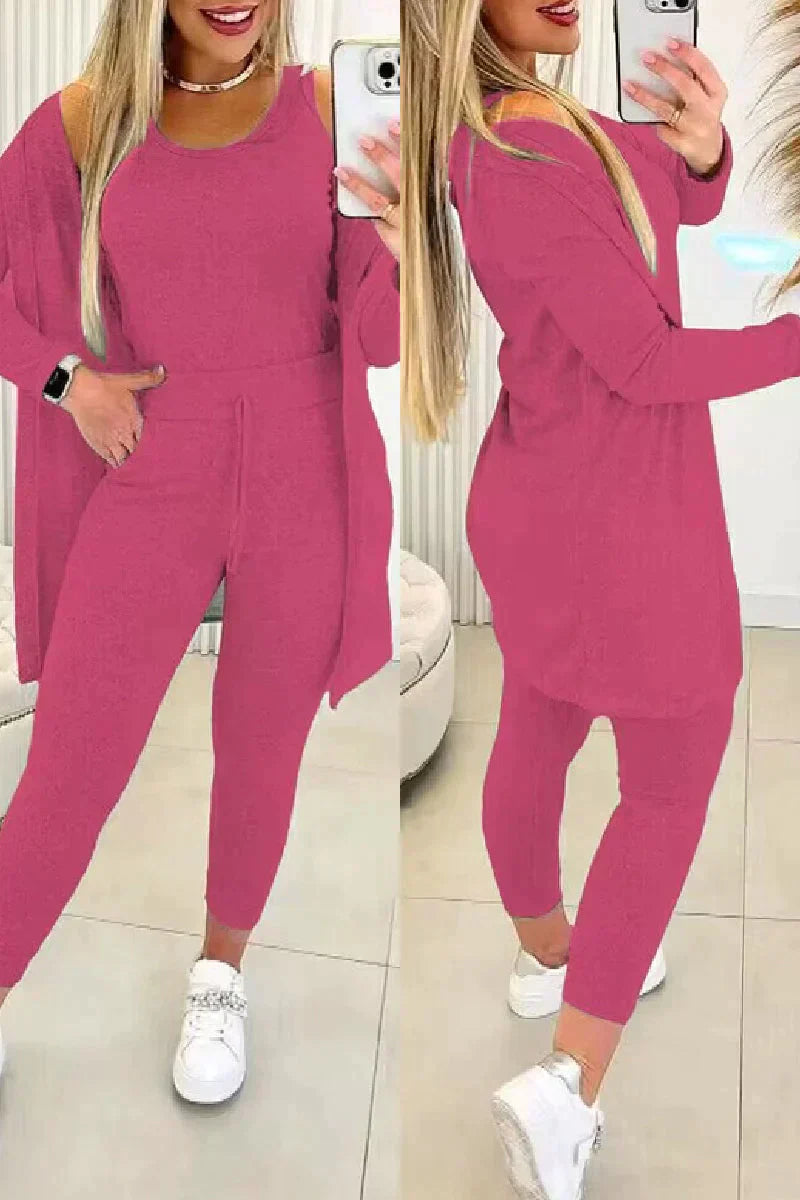 Damen Dreiteiliges Set - Cardigan, Tanktop & Leggings