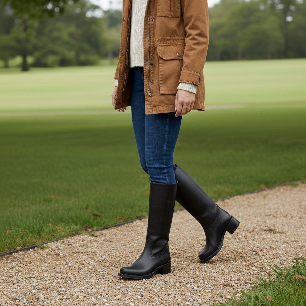Damen Kniehohe Stiefel - Schlupfstil mit Spitzer Zehenpartie
