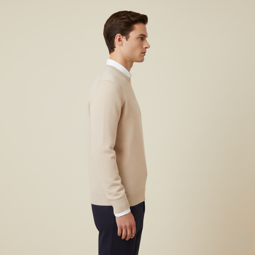 Herren Weicher Kaschmir Pullover - Gestrickter Rundhalsausschnitt