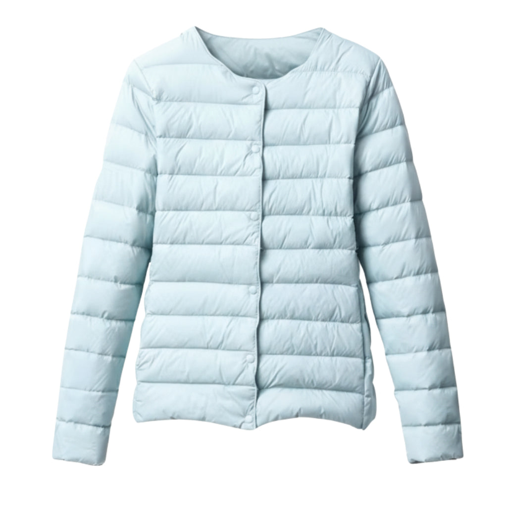 Damen Leichte Steppjacke - Rundhalsausschnitt mit Knopfleiste