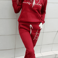 Damen Herzschlag Grafik Trainingsanzug Set - Hoodie & Jogger