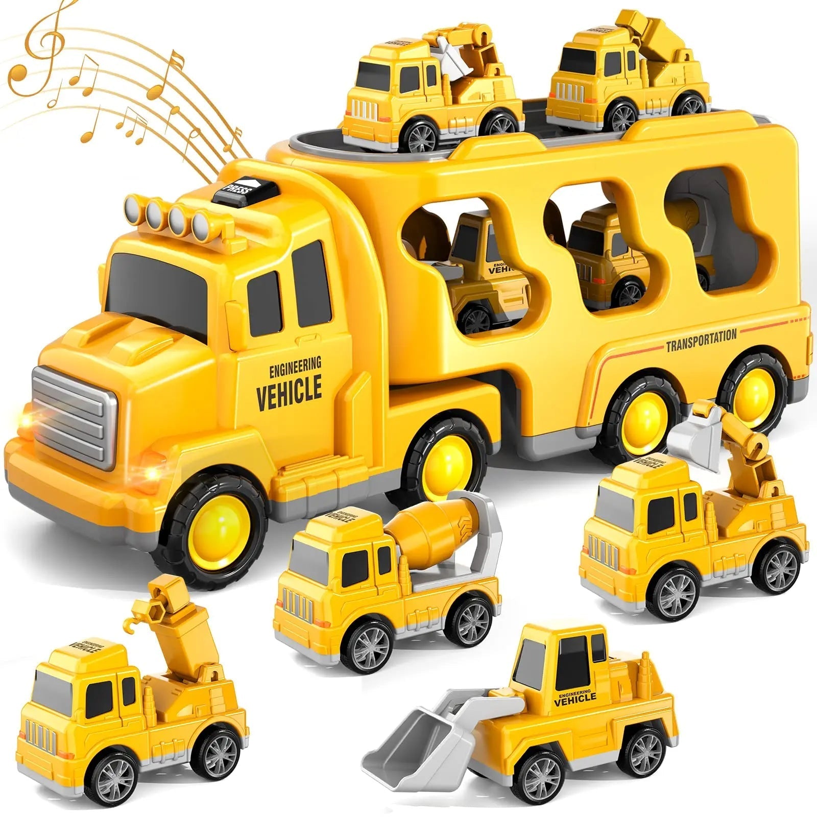 Kinder Spielzeug-Lastwagen - Musik & Licht mit Baufahrzeugen