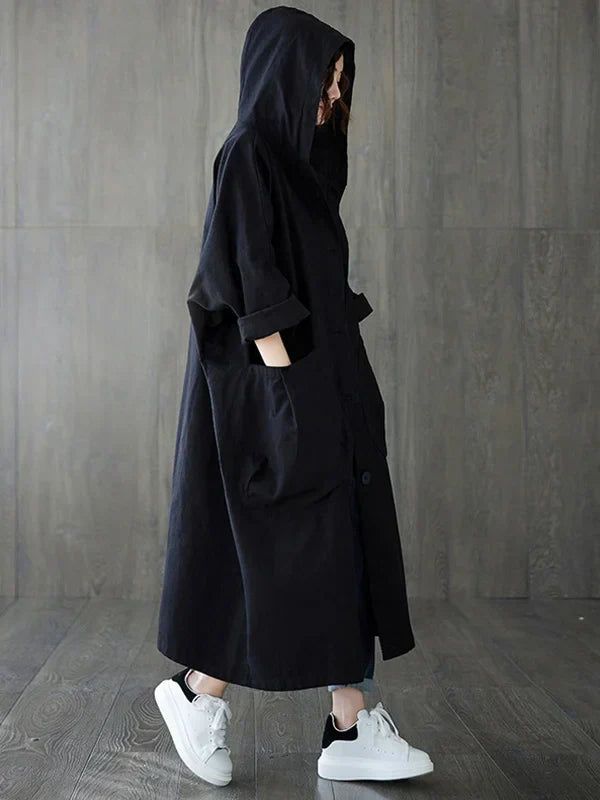 Damen Wasserdichter Trenchcoat - Übergroße Passform mit Tiefen Taschen