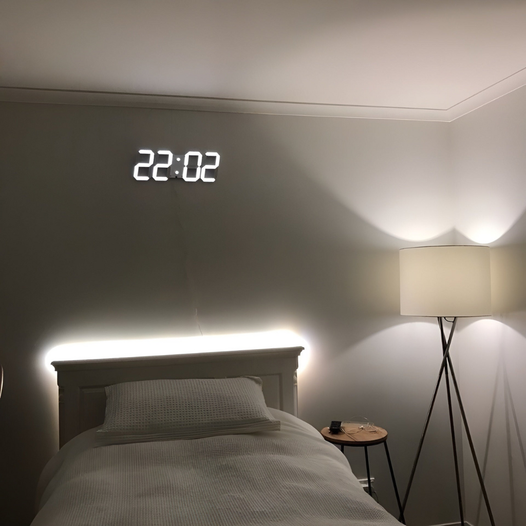 Moderne 3D Digitale Wanduhr - LED Zeitanzeige für Zuhause & Büro