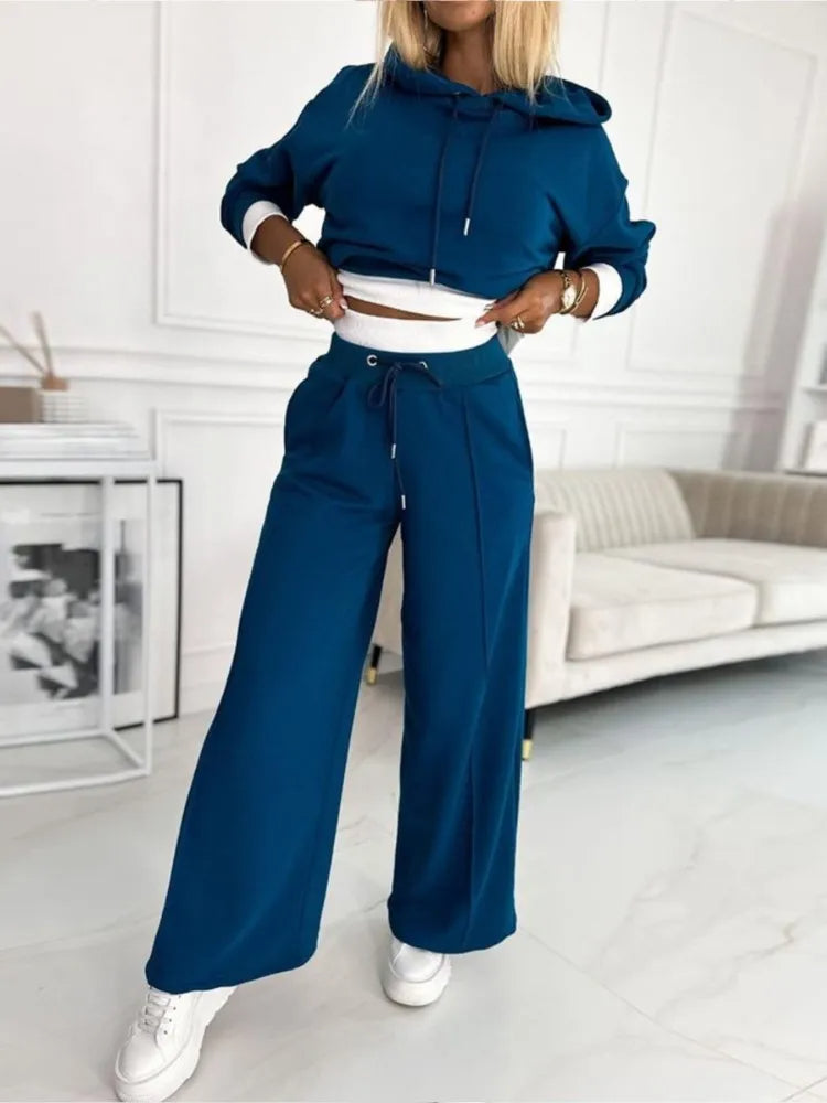 Damen Oversized Loungewear Set – Kapuzenpullover & High-Rise Hosen