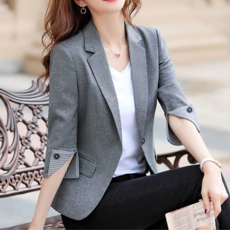 Damen Maßgeschneiderter Blazer - 3/4 Ärmel & gestreiftes Futter