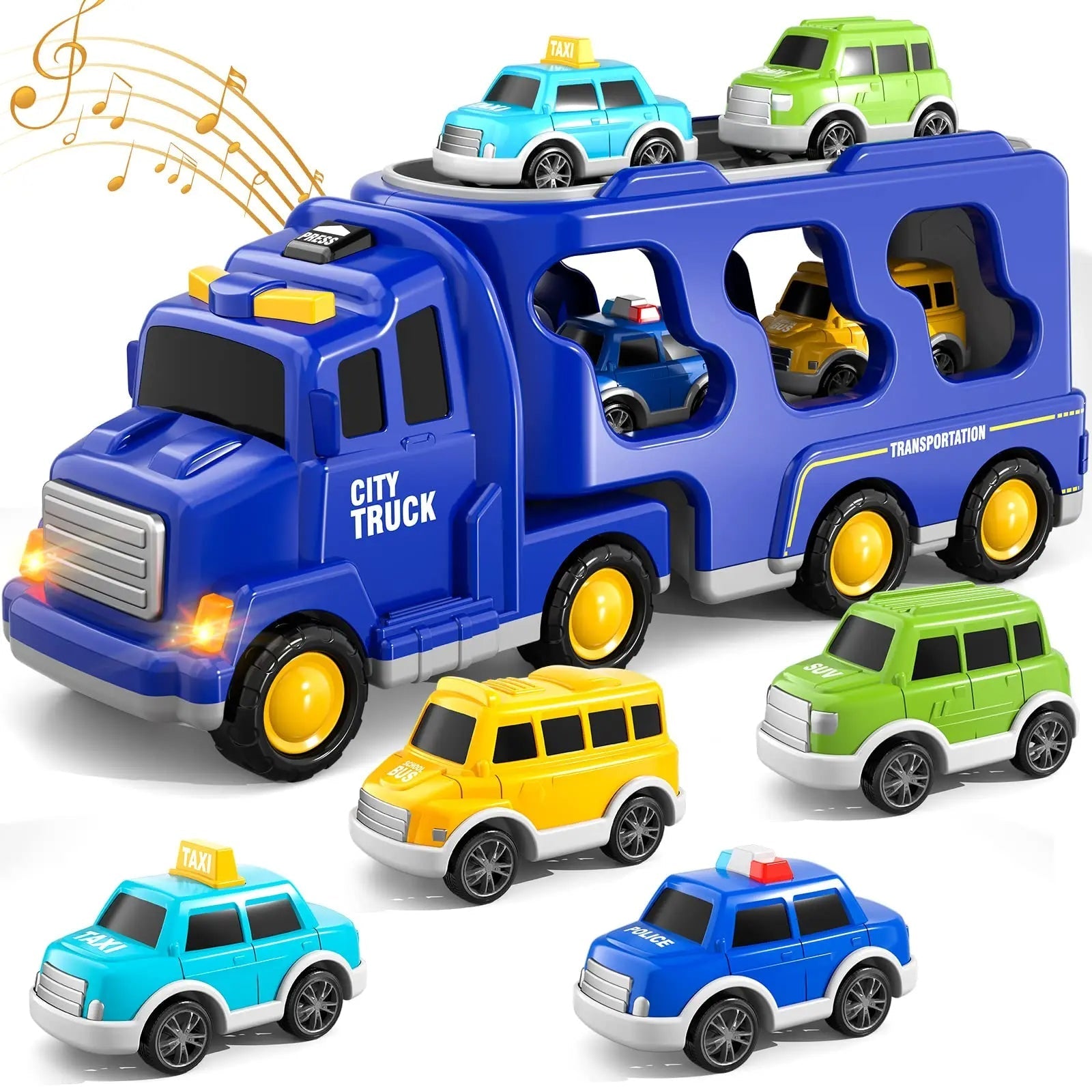 Kinder Spielzeug-Lastwagen - Musik & Licht mit Baufahrzeugen