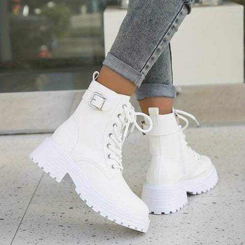 Damen Combat Stiefeletten – Plateau & Seitlicher Reißverschluss