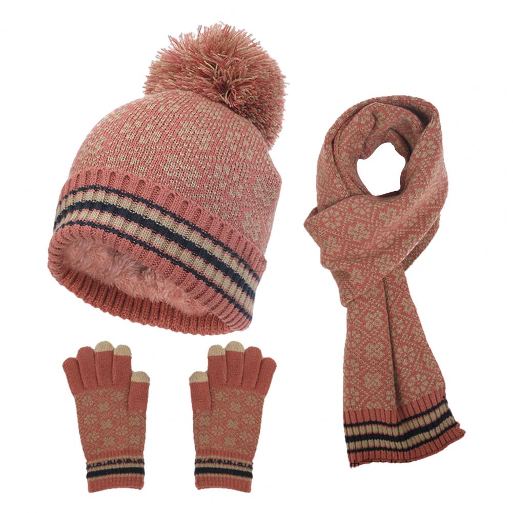 Damen 3-teiliges Accessoire-Winter-Set - Gestrickte Handschuhe, Mütze & Schal
