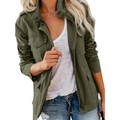 Damen Stehkragen Utility Jacke - Leicht mit Multi-Tasche
