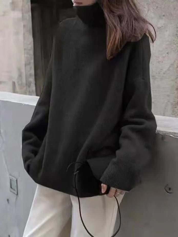 Damen Strickpullover - Rollkragen mit Übergroßem Schnitt