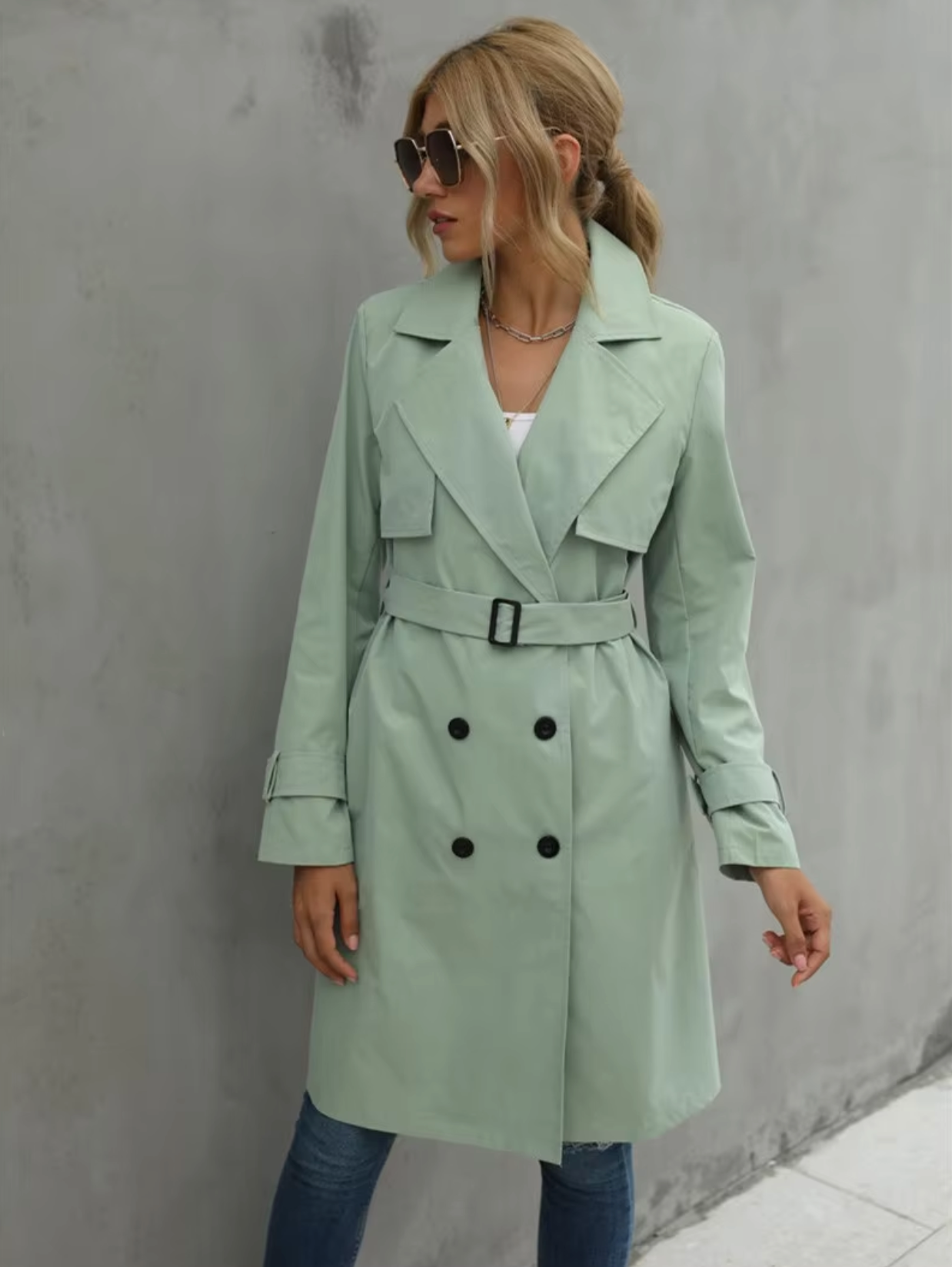 Damen Stilvoller Trenchcoat mit Gürtel - Gemütliche Oberbekleidung