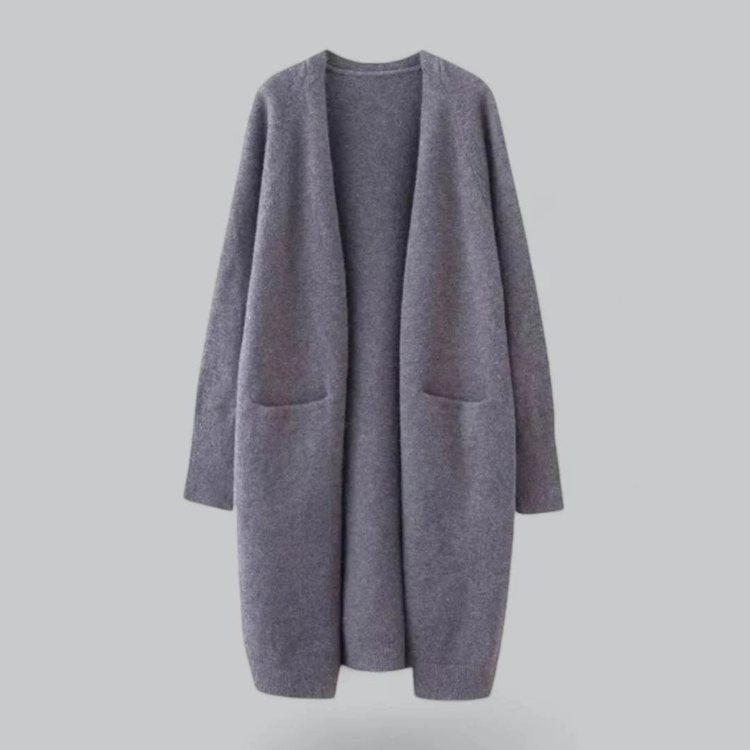 Damen Langer Cardigan – Oversized mit Aufgesetzten Taschen