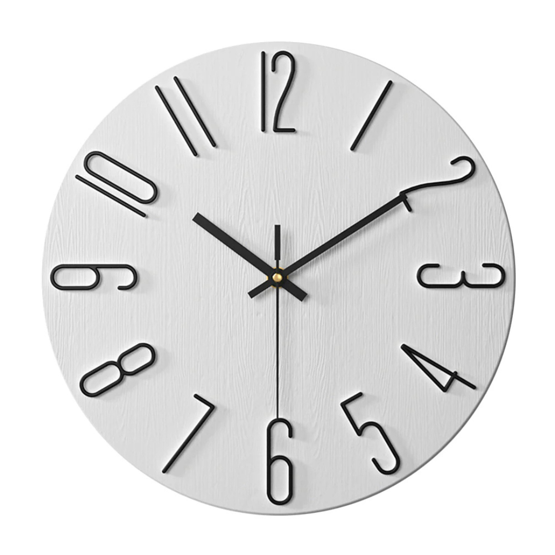 Minimalistische Wanduhr - Stille Quarz mit 3D Geometrischem Akzent