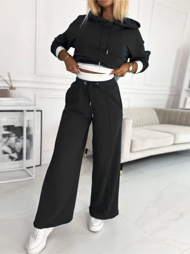 Damen Oversized Loungewear Set – Kapuzenpullover & High-Rise Hosen