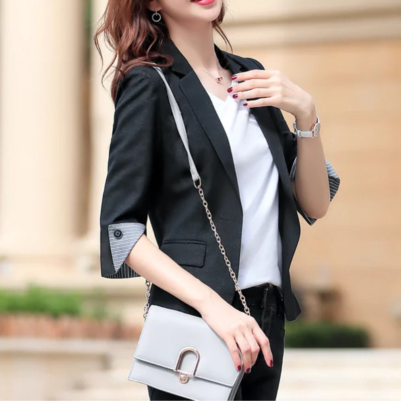 Damen Maßgeschneiderter Blazer - 3/4 Ärmel & gestreiftes Futter