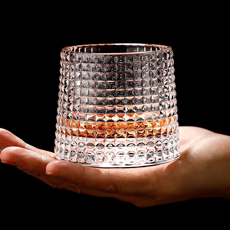 Drehbares Whiskey-Glas-Set - Diamantschliff Rotierender Tumbler