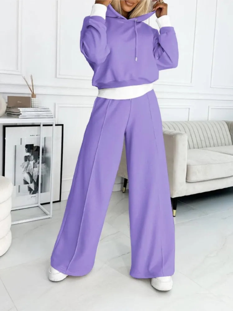 Damen Oversized Loungewear Set – Kapuzenpullover & High-Rise Hosen