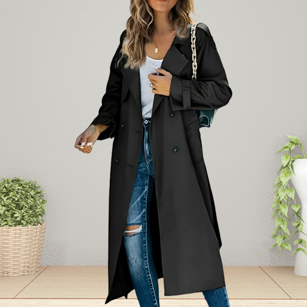Damen Langer Trenchcoat - Zweireihiger Stil
