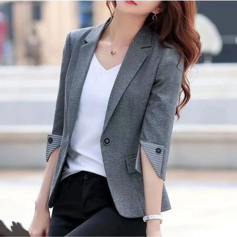Damen Maßgeschneiderter Blazer - 3/4 Ärmel & gestreiftes Futter