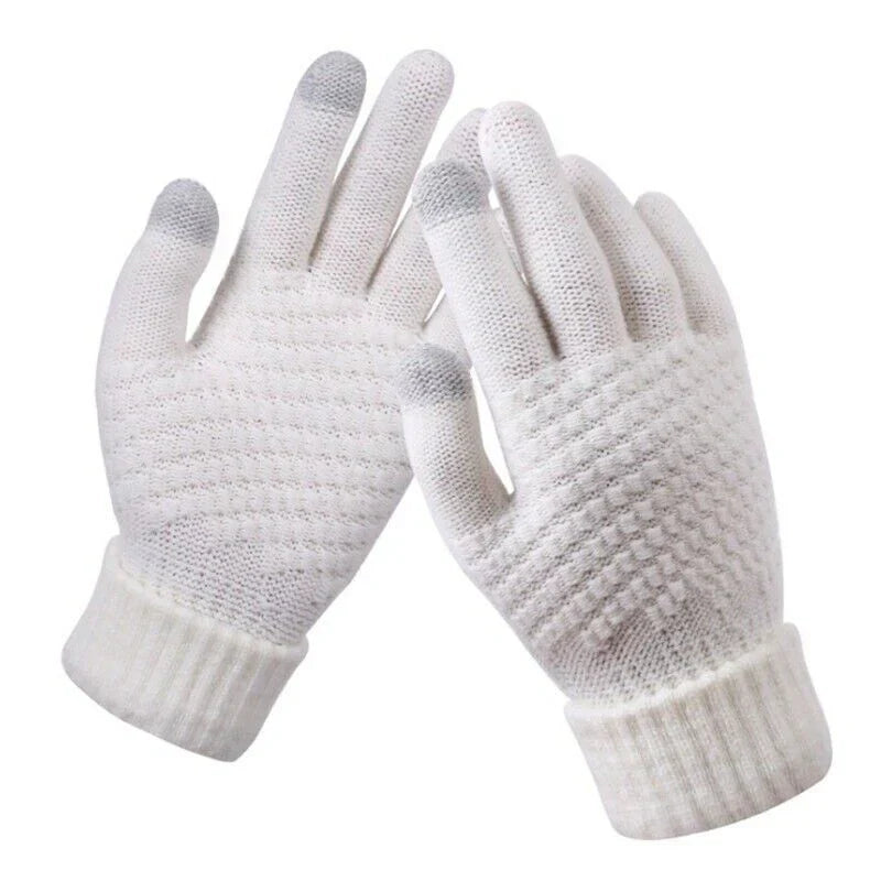 Damen Gestrickte Touchscreen-Winterhandschuhe - Gerippte Bündchen