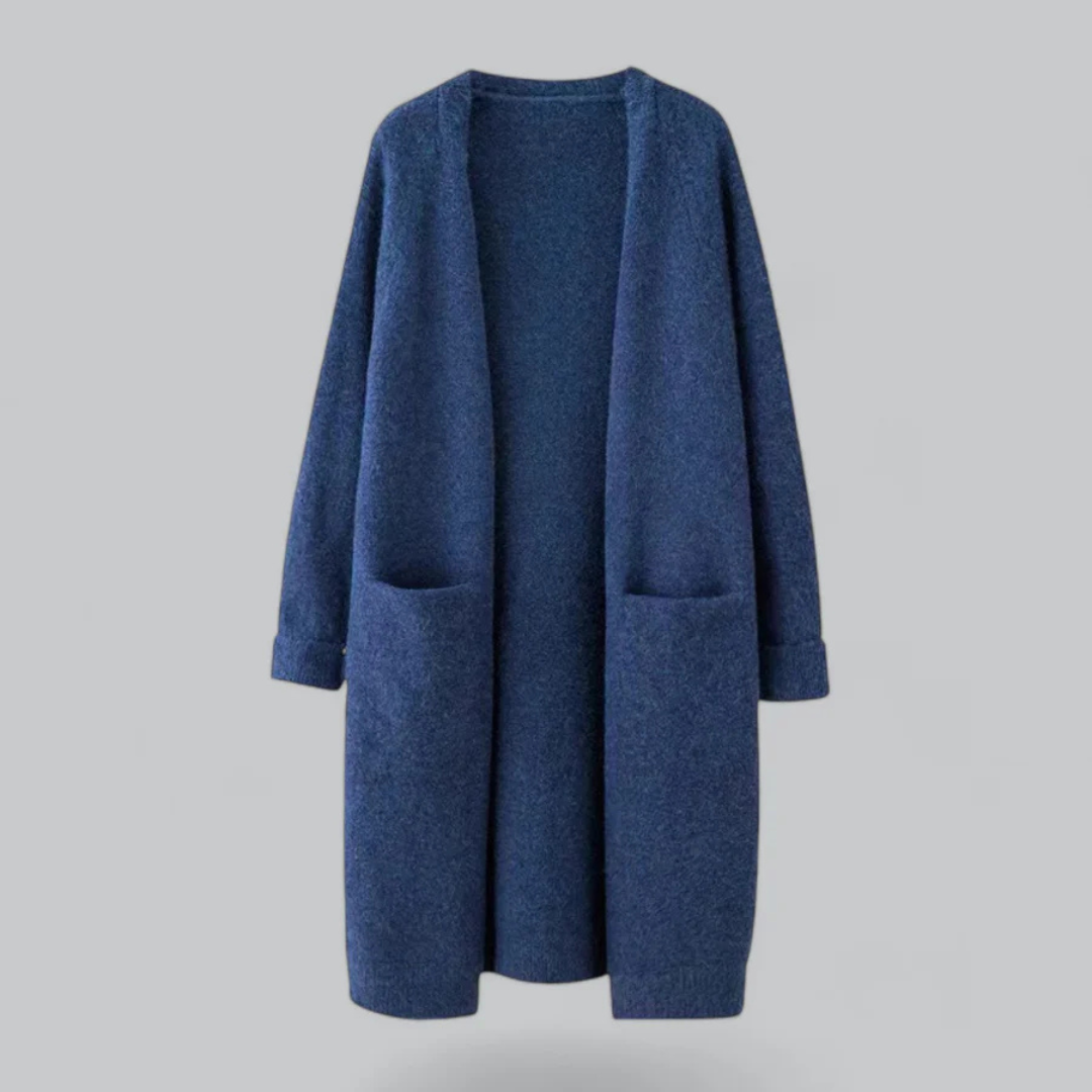 Damen Langer Cardigan – Oversized mit Aufgesetzten Taschen