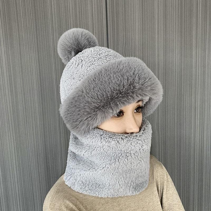 Damen Strick Winter Balaklava Mütze - Gesichtsmaske & Schal