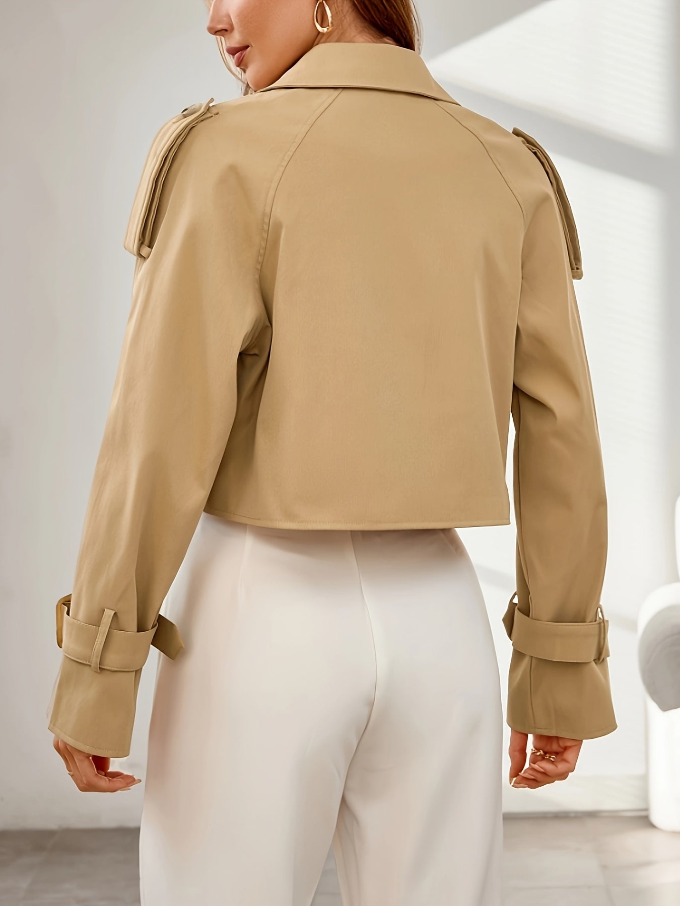 Damen Kurzer Khaki Trenchcoat - Warm und Modisch