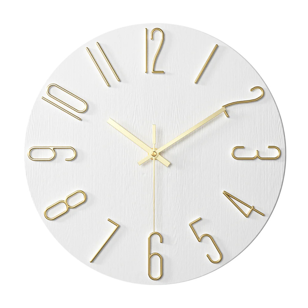 Minimalistische Wanduhr - Stille Quarz mit 3D Geometrischem Akzent