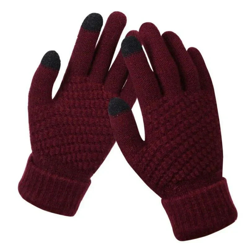 Damen Gestrickte Touchscreen-Winterhandschuhe - Gerippte Bündchen