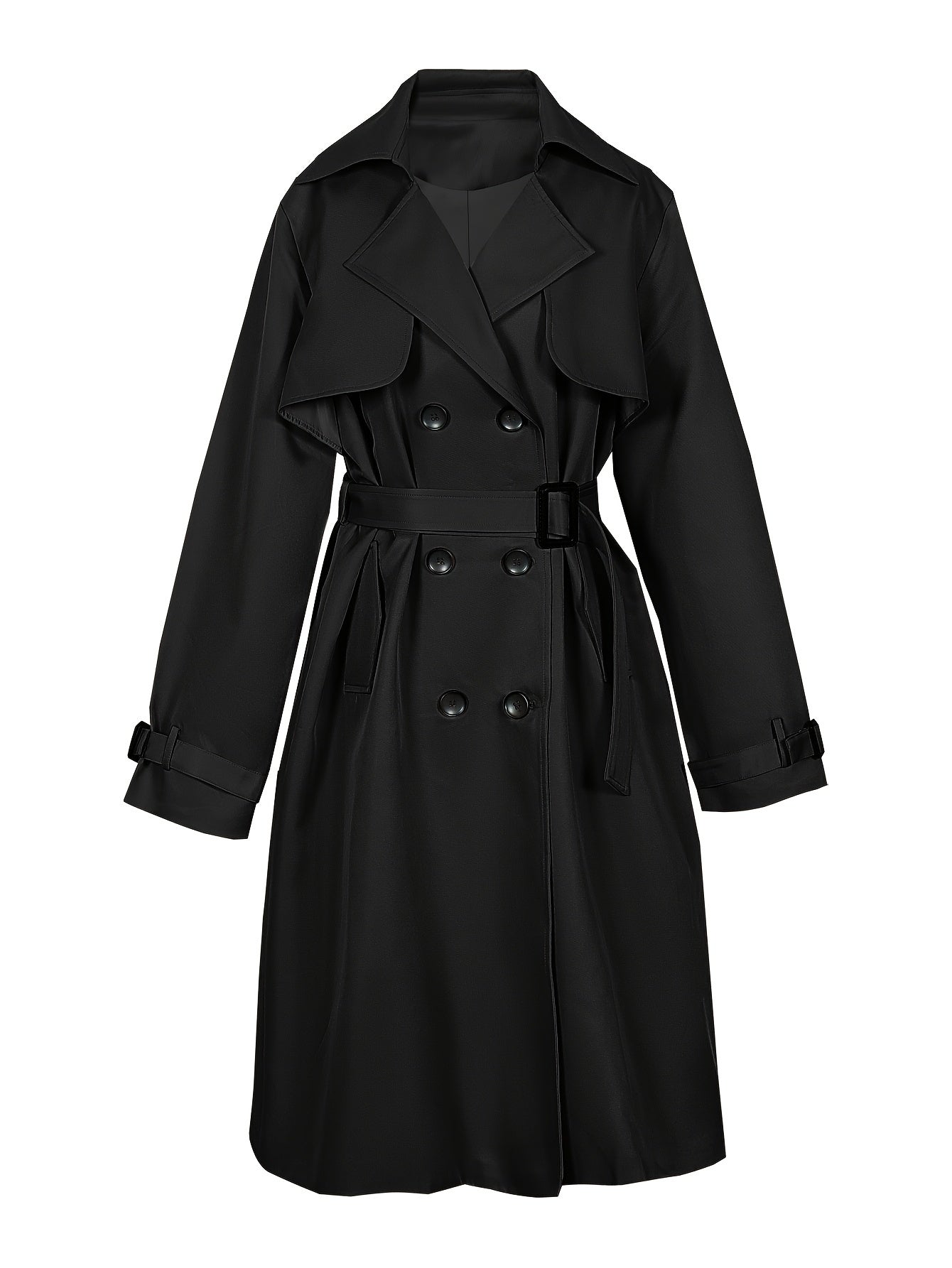 Damen Eleganter Langer Trenchcoat - Zweireihiger Stil