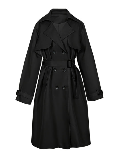 Damen Eleganter Langer Trenchcoat - Zweireihiger Stil