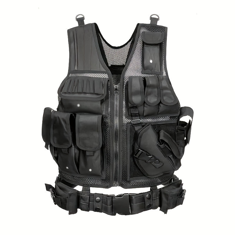 Unisex Taktische Mesh-Weste – Verstellbares Holster & Abnehmbarer Gürtel