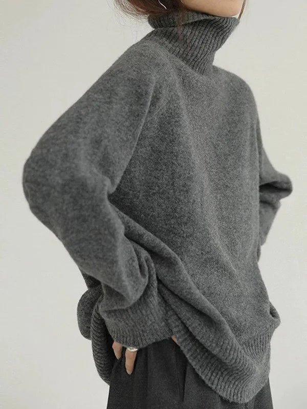 Damen Strickpullover - Rollkragen mit Übergroßem Schnitt