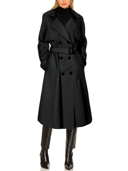 Damen Eleganter Langer Trenchcoat - Zweireihiger Stil