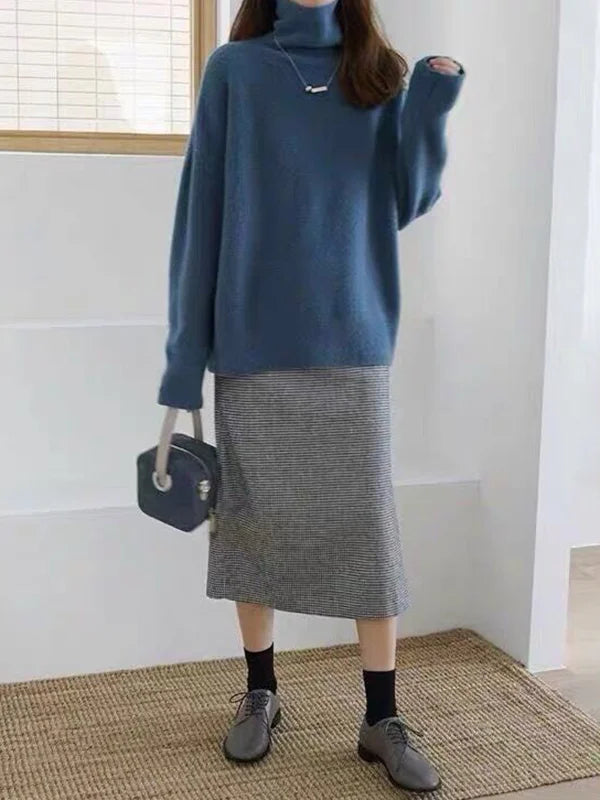 Damen Strickpullover - Rollkragen mit Übergroßem Schnitt