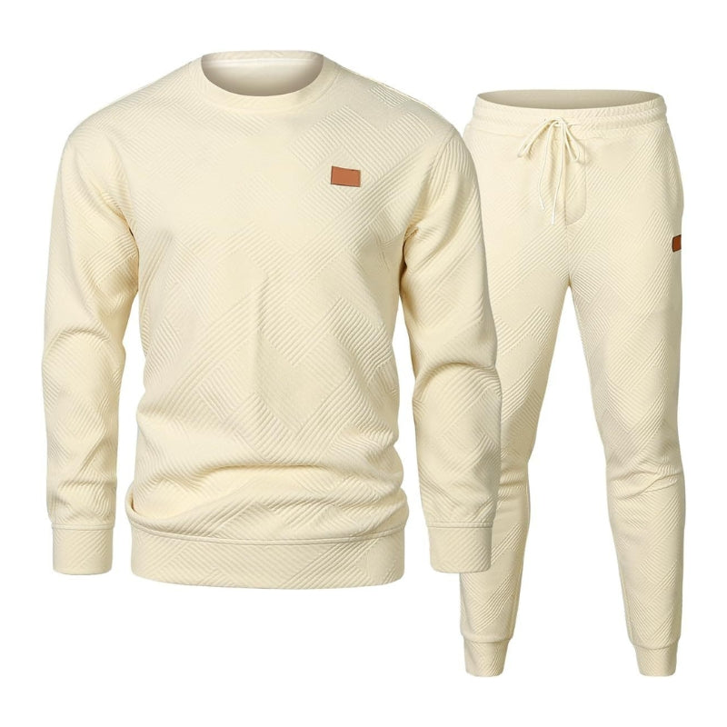 Herren Trainingsanzug-Set - Bündchen-Jogger & Rundhals-Pullover