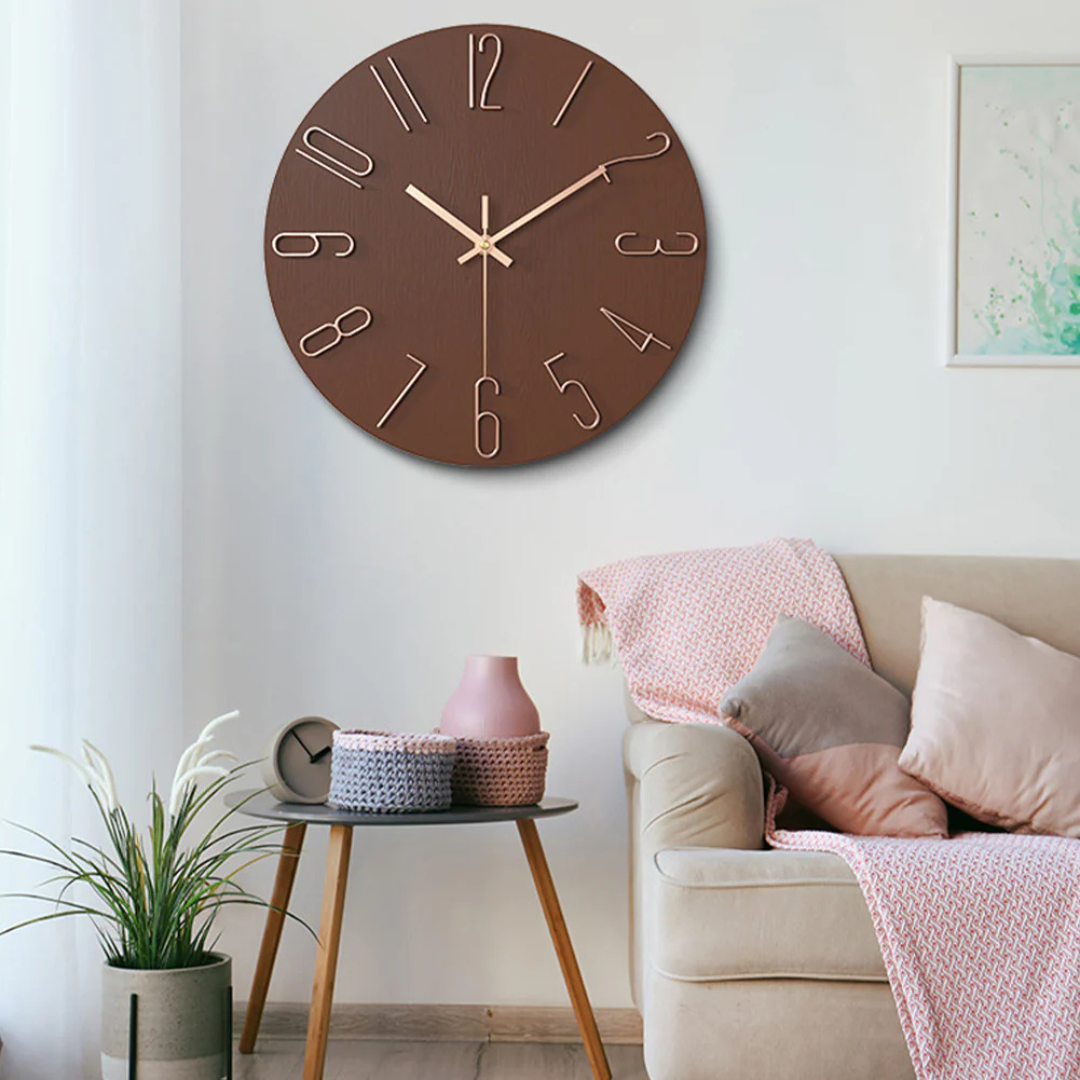 Minimalistische Wanduhr - Stille Quarz mit 3D Geometrischem Akzent