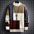 Herren Colorblock Pullover - Strukturierter Stehkragen-Strick
